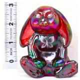 Fenton red carnival lop ear bunny w/ butterfly