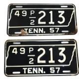 Pair 1957 Tennessee license plates