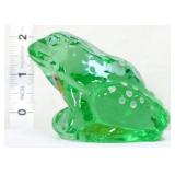 Fenton green frog with white flowers on back