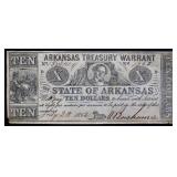 1862 Arkansas $10 Treasury Warrant