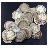 Lot of 40 barber quarters