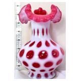 Fenton cranberry coin dot vase