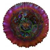 Vintage amethyst carnival 3 fruits 8.5in bowl