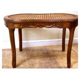 Vintage French cane bottom vanity bench