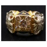 9.5g 10k gold 32nd degree Masonic ring w/ diamonds