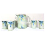 Nippon 6 piece beverage set w/ blue flowers