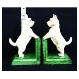 Pair cast iron white scotty dog bookends