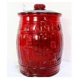 Red glass Planters Peanuts canister