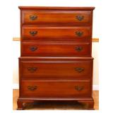 Vintage 5 drawer flat front chest on chest