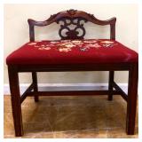 Vintage needlepoint seat vanity bench