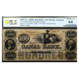Graded 1840s Canal Bank NOLA $100 note