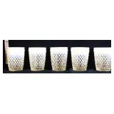 Lot of 5 opalescent hobnail drinking glasses