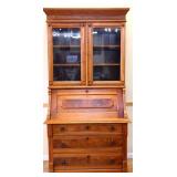 Victorian 2 piece slant front secretary