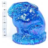 Fenton blue iridescent 5in rabbit figure