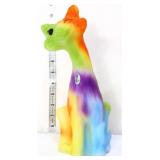 Fenton 11in tie dye happy cat figure