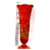 Fenton red carnival raspberry bud vase