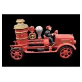 Cast iron 8in fire engine w/ driver