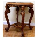 Round marble top end table, as is