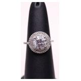 STERLING ROUND CUT WHITE SAPPHIRE RING, LAB GROWN