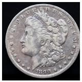 1890O Morgan silver dollar