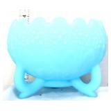 Fenton blue satin orange tree footed bowl