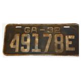 1932 Georgia license plate
