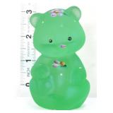 Fenton frosted green sitting bear with flowers
