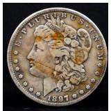 1897 Morgan silver dollar