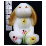 Fenton 2in white lop ear bunny w/ brown ears