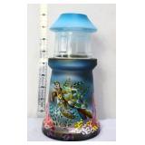 Fenton blue ocean seascape lighthouse fairy lamp