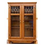 Vintage oak glass door bookcase