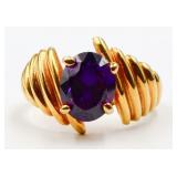 Oval cut amethyst ring, lab grown