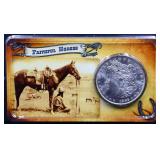 1885O Morgan dollar on Faithful Horses Info card
