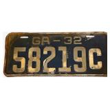 1932 Georgia license plate