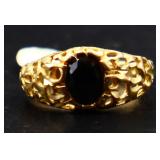 10k gold oval cut onyx ring, lab created
