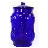Cobalt glass Planters Peanuts canister