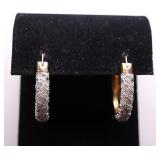 PAIR OF GENUINE DIAMOND HOOP EARRINGS