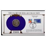 1890 Morgan Silver Dollar with info card