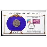 1935 Peace Dollar with info card