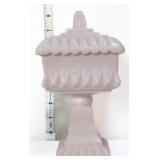 Jeanette pink milk glass square covered compote