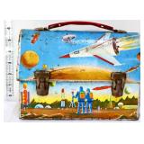 Vntg metal dome top space rocket luchbox