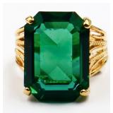 Emerald cut emerald dinner ring, lab grown