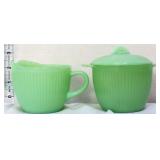 Vintage Fire King jadeite Jane Ray cream/sugar set