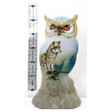 Fenton 5in owl with wolf in winter scene