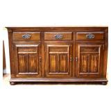 Vintage flat front 3 door 3 drawer buffet