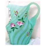 Fenton Diamond Jubilee green spiral optic pitcher