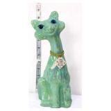 Fenton 11in chameleon green iridescent happy cat