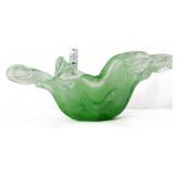 Murano 9in green/clear art glass bowl