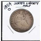 1854O seated liberty half dollar