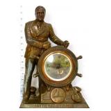 Vntg 15in FDR figural shipwheel clock